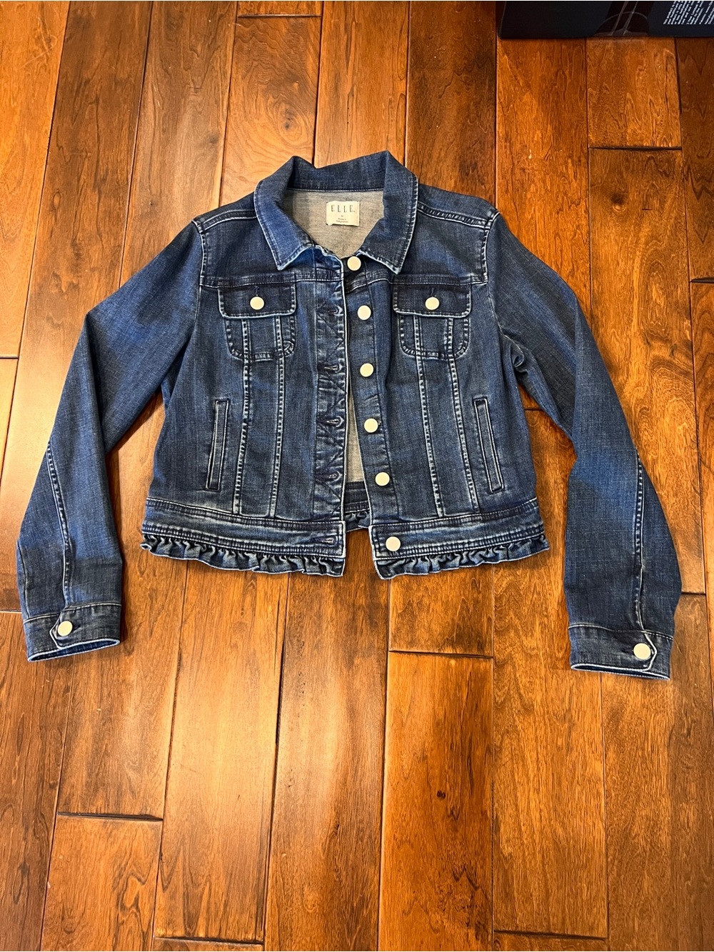 ELLE Blue Denim Jacket with Ruffle Hem Detail